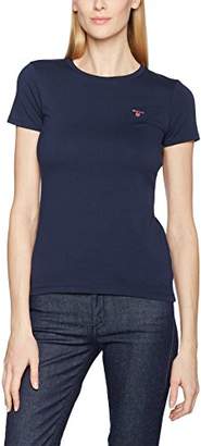Gant Women's Cotton/Elastane C-Neck Ss T-Shirt,(Manufacturer Size:Large)