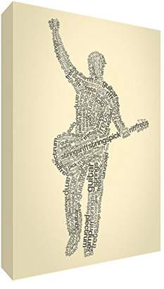 Camilla And Marc Feel Good Art Premium Gallery-Wrapped Box Canvas with Solid Front Panel in Unique Typographic Male Guitarist Design, Multi-Colour, 30 x 30 x 3 cm