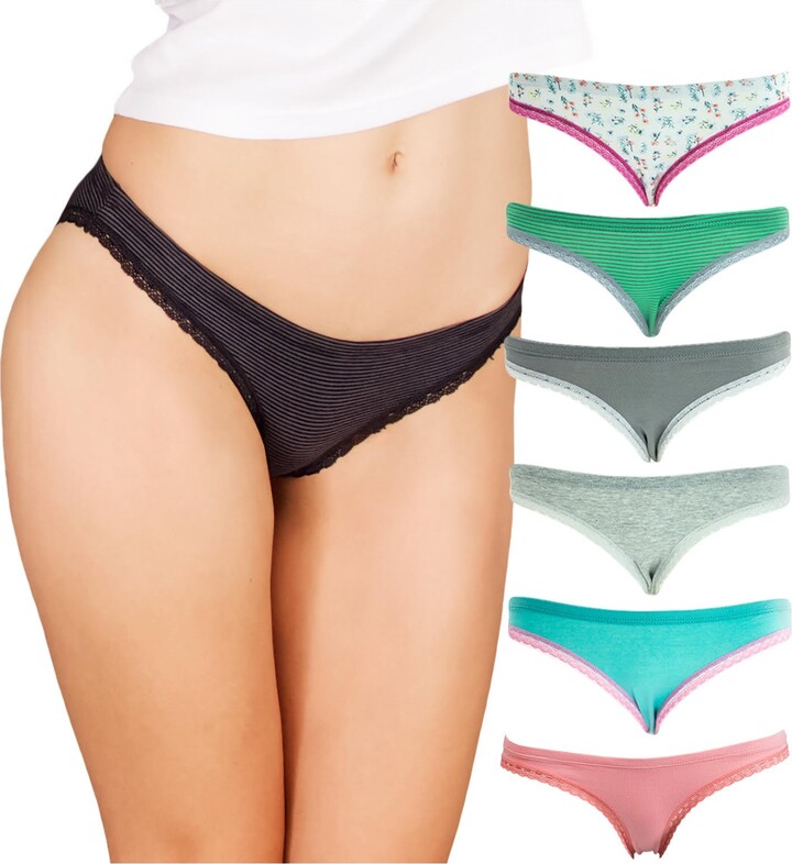 Emprella Underwear Women Thong Panties 6 Pack Cotton Seamless w