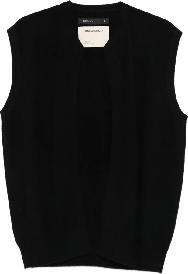 Frenckenberger Sleeveless Open-Front Cardigan