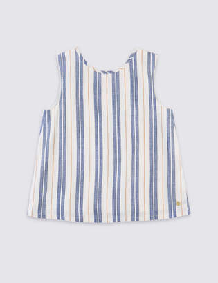 AutographMarks and Spencer Striped Bow Back Top (3-16 Years)