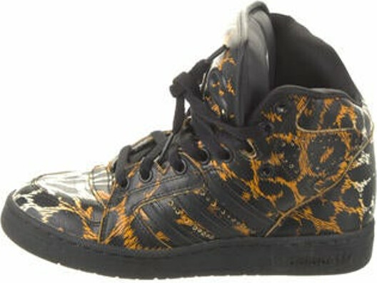 Jeremy Scott x Adidas Leather Printed Wedge Sneakers - ShopStyle