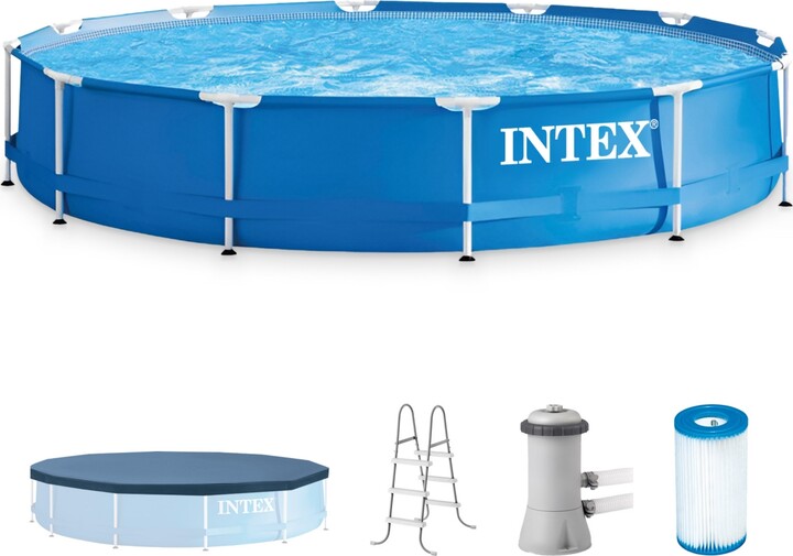 Intex 12'x30" Swimming Pool w/ Pump, Pool Ladder for 42” Wall, & 12 Cover