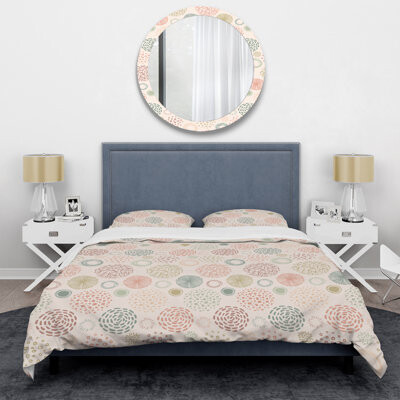 Design Art Cream Circle Dots - Abstract Duvet Cover Set - Microfiber Polyester