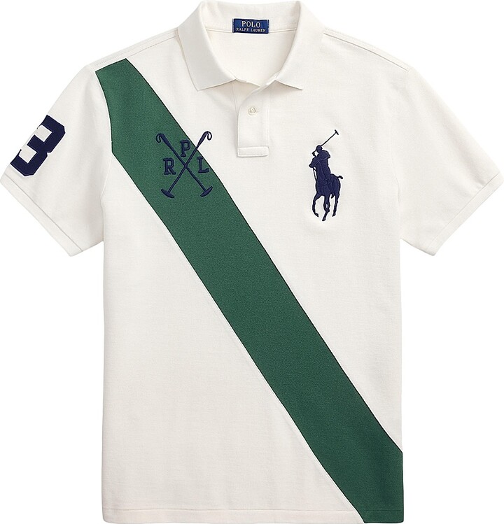 Polo Ralph Lauren Men's Custom-Slim-Fit Big Pony Mesh Polo Shirt - Nevis Washed Forest - Size Large