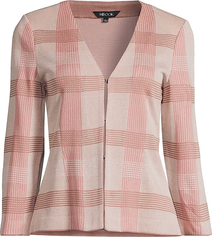 Women's Tailored Plaid Knit Jacket - Honey Suckle - Size XS