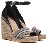 Brunello Cucinelli Leather espadrille wedge sandals