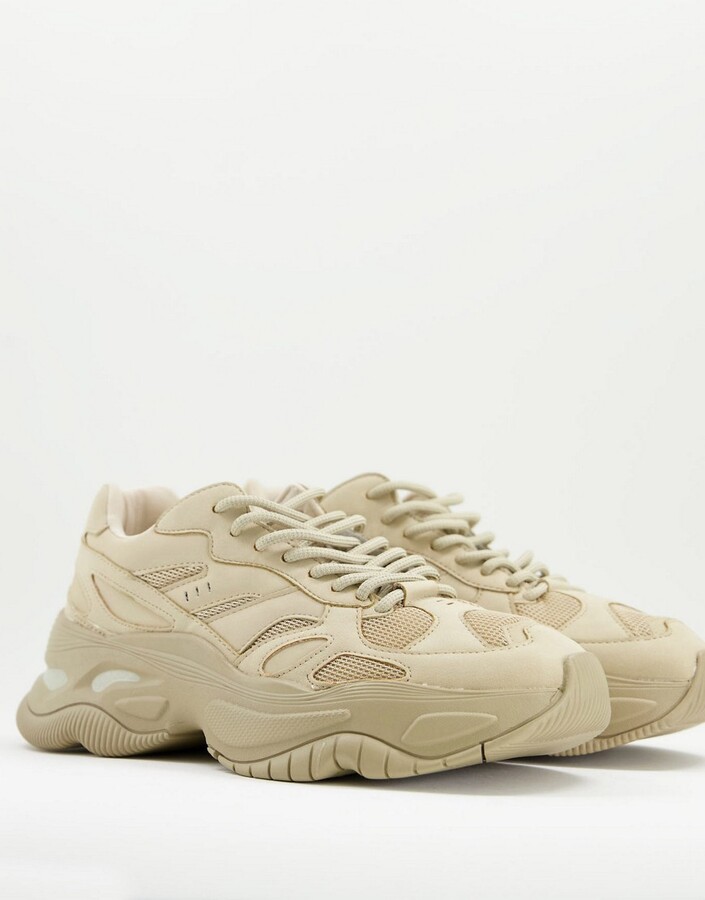 Bershka chunky sneakers in sand - ShopStyle