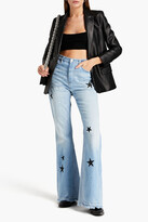 Thumbnail for your product : Amiri Appliquéd distressed high-rise flared jeans