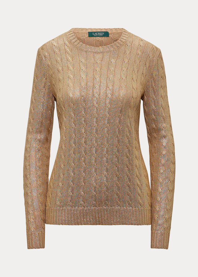 Ralph Lauren Metallic CableKnit Sweater ShopStyle