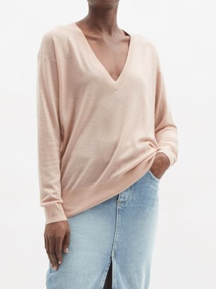 Raey V-neck Fine-knit Cashmere Sweater - Pale Pink