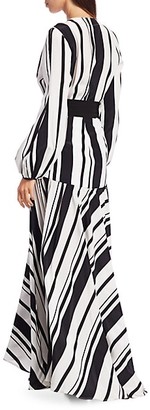 Silvia Tcherassi Filomena Striped Puff-Sleeve Silk Maxi Dress