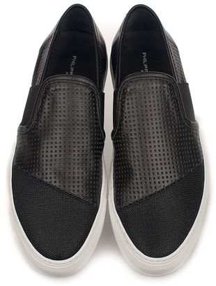 Philippe Model Black Leon Slip On Leather Sneakers