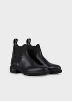 Thumbnail for your product : Emporio Armani Leather Booties With Elastic Inserts