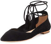 Thumbnail for your product : Loeffler Randall Penelop Suede Ankle-Wrap Flat, Black