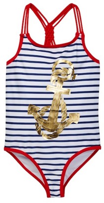 Jantzen St. Tropez Anchor Stripe One-Piece Swimsuit (Little Girls)