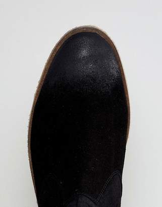 ASOS DESIGN Chelsea Boots In Black Suede With Back Zip Detail With Natural Sole