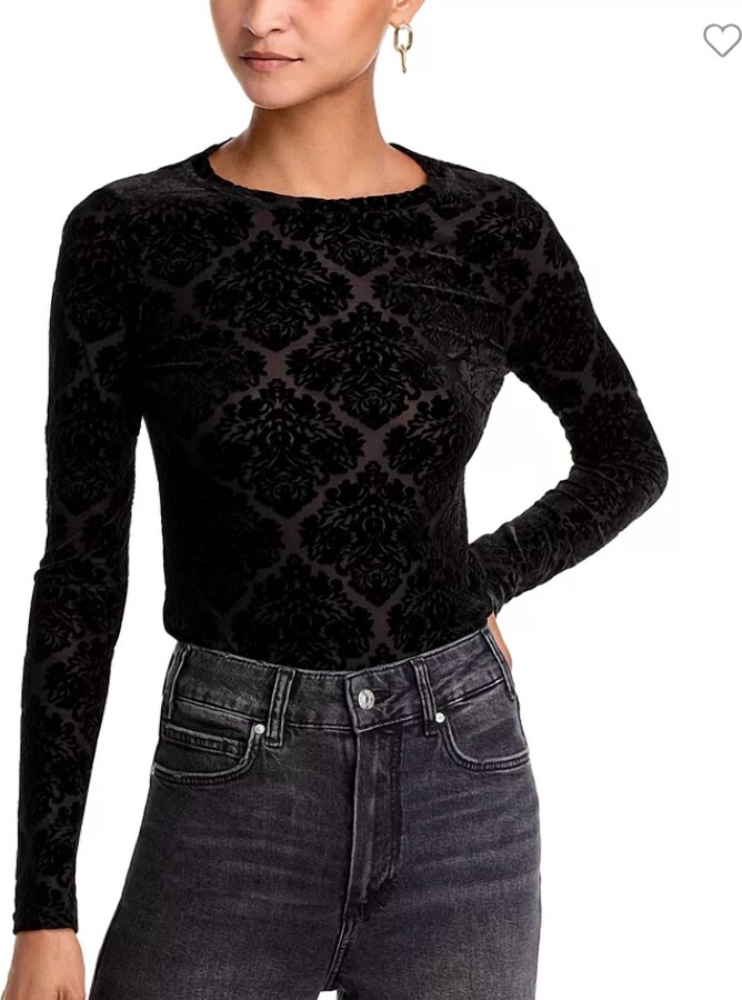 Paige Chelle Velvet Burnout Long Sleeve In Black