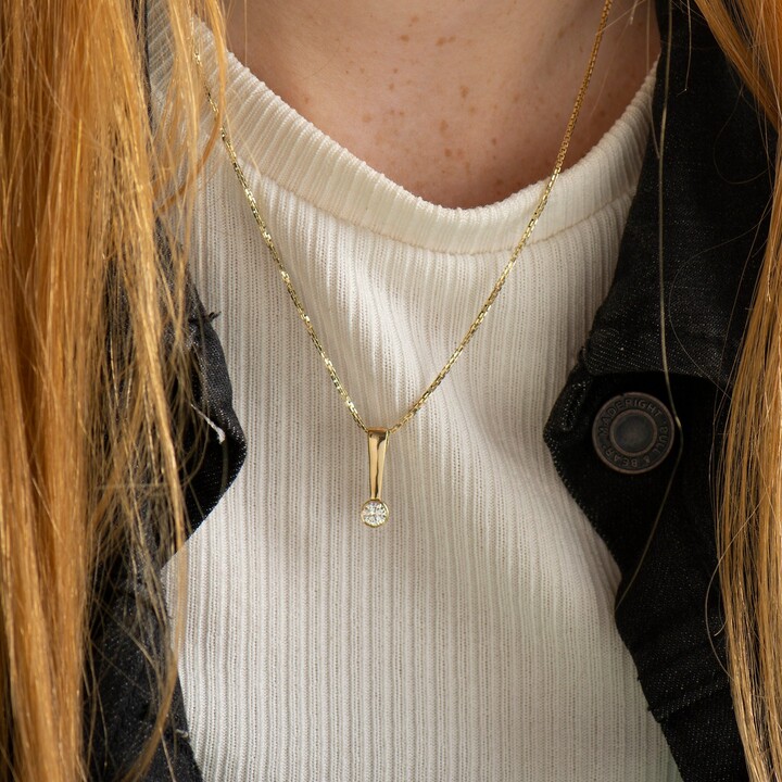 Etsy Classy Solitaire Necklace, 14K /18K Yellow Gold, Diamond Long Pendant Gift Pendant