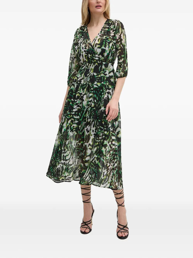 Morgan V-neck gathered midi dress