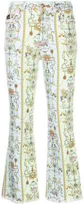 Versace Jeans Couture Tuileries-print cropped jeans