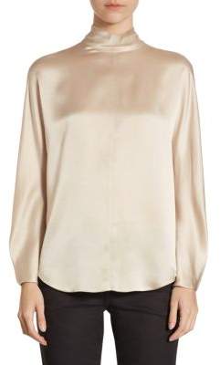 Vince Banded Collar Silk Blouse