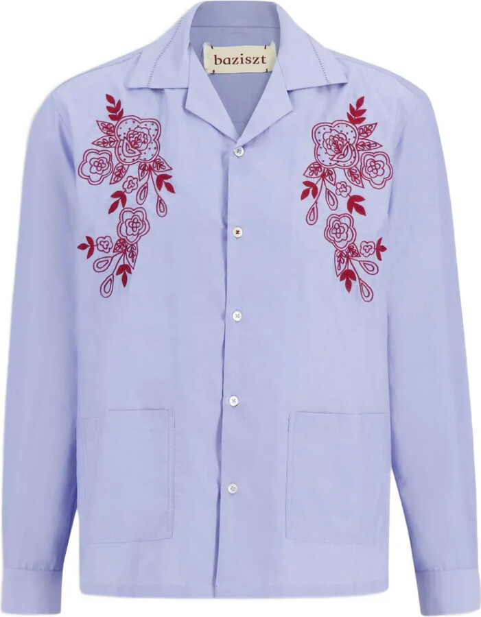 Baziszt Celeste floral-embroidered shirt