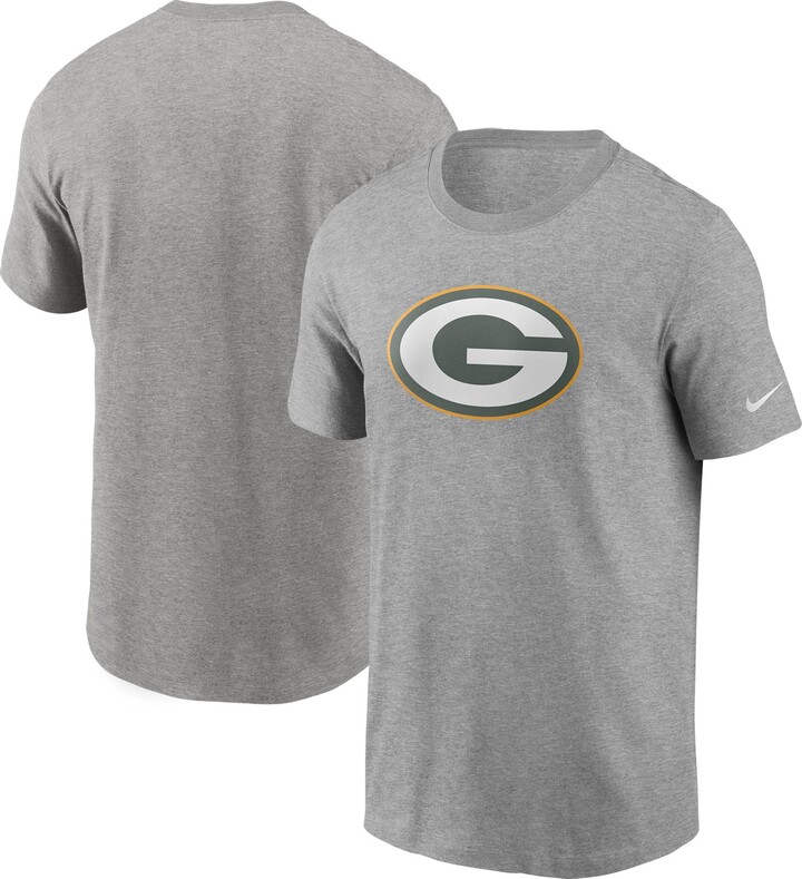 Men's Nike Heathered Gray Green Bay Packers Primary Logo T-Shirt