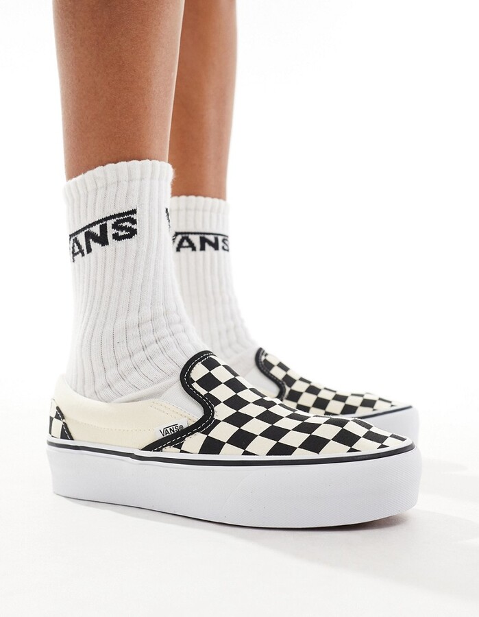 Vans Classic Slip-On Platform checkerboard sneakers in black and white -  ShopStyle