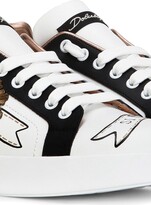 Thumbnail for your product : Dolce & Gabbana Calfskin Portofino sneakers with embroidery