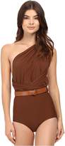 Thumbnail for your product : Michael Kors One-Shoulder Shirred Maillot