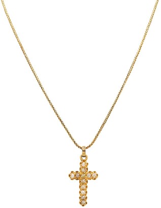 Stephanie Windsor Victorian 18K Yellow Gold & Diamond Cross Necklace