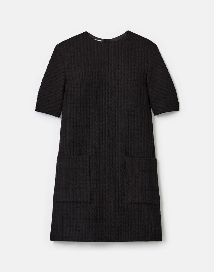Textured Houndstooth Jacquard Midi Shift Dress
