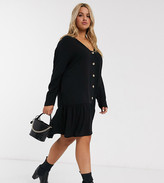 Thumbnail for your product : ASOS DESIGN Curve swing trapeze mini dress with pep hem in black
