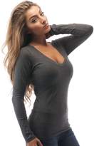 Thumbnail for your product : Hollywood Star Fashion Women's Long Sleeve V-Neck Tee Tank Top Shirt