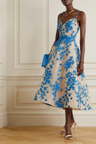 Thumbnail for your product : Monique Lhuillier Appliquéd Tulle Midi Dress - Beige - US4
