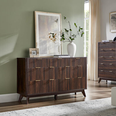 Gracie Oaks 7-drawer Storage Dresser With Fluted Design