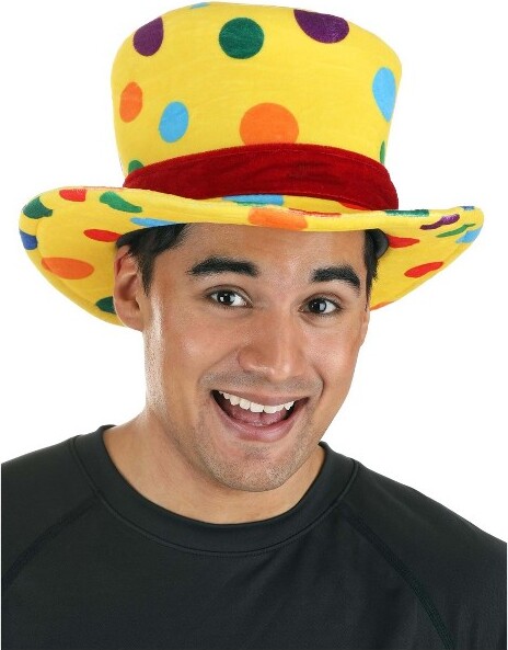 HalloweenCostumes.com One Size Adult Yellow Clown Top Hat Halloween Costume Accessory, Yellow/Green/Red