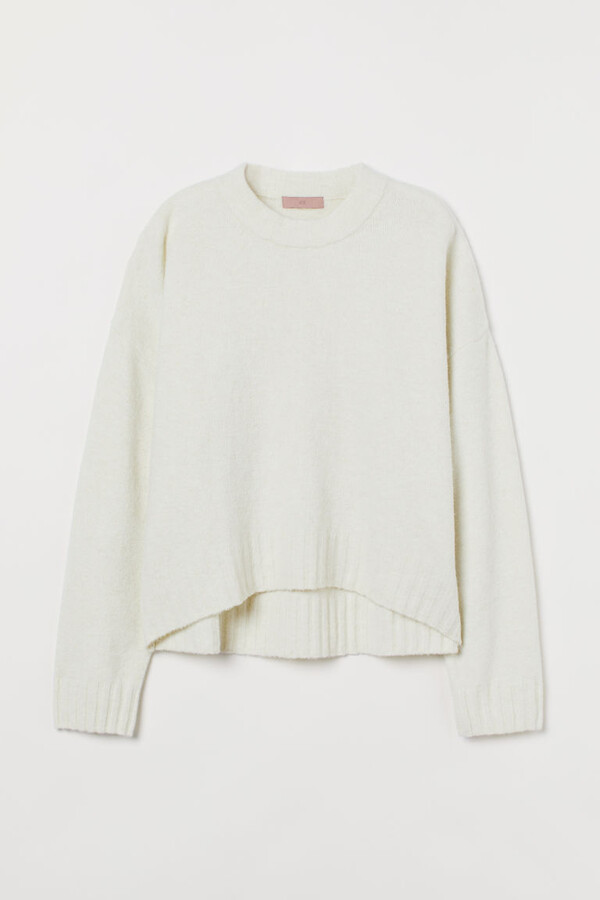 New H&M Beige Marl & Black Colour Block Tunic Sweater Jumper RRP £29.99