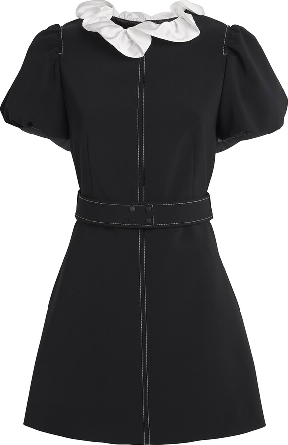 Claudie Pierlot Belted Ruffle-Collar Mini Dress