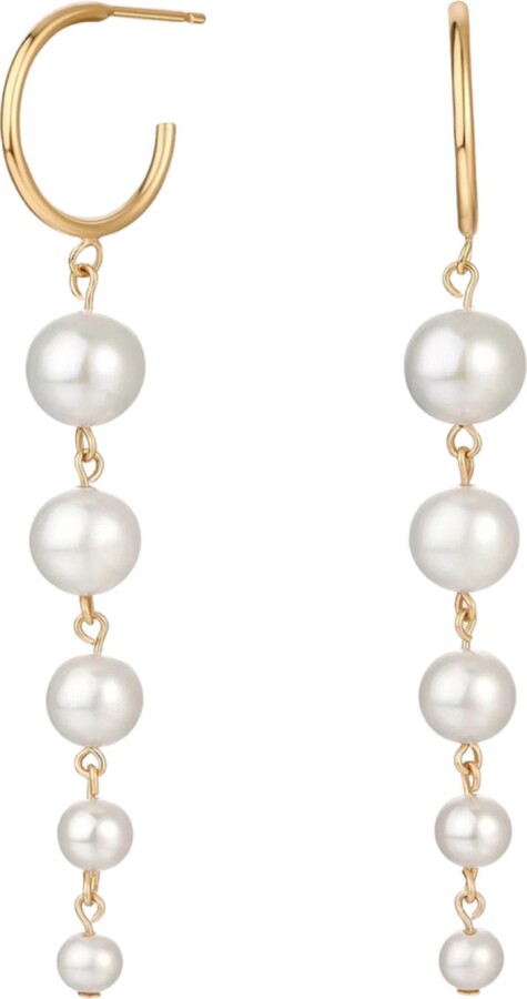 Katy Faye Gold / White Catherine Pearl Earrings
