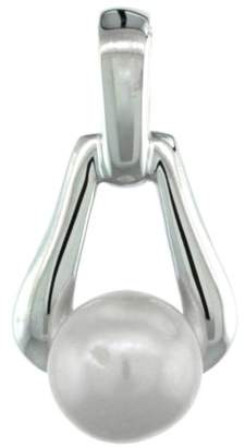 Sabrina Silver Sterling Silver Pearl on Triangular Cut Out Pendant 1/2 in. (12 mm), High Polished Finish