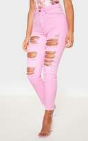 Thumbnail for your product : PrettyLittleThing Lilac Extreme Distressed Mom Jeans