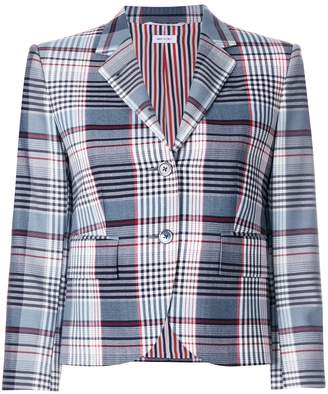 Thom Browne Classic Single Breasted Sport Coat In Large Madras Check Wool Suiting