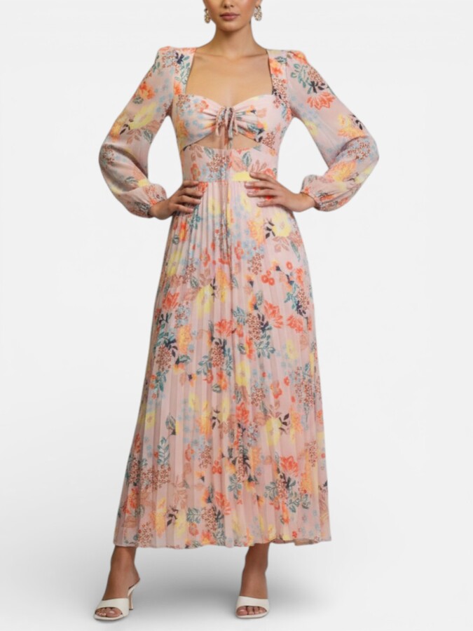 Rachel Roy Long-Sleeve Amira Pleated Midi Dress