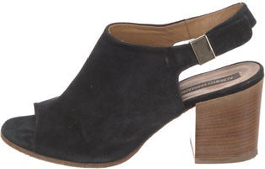 Alberto Fermani Suede Slingback Pumps Black Round-Toes Buckle Closure at Ankles