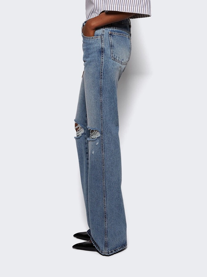 Natasha Zinko Distressed Knees Flared Jeans Light Wash Blue