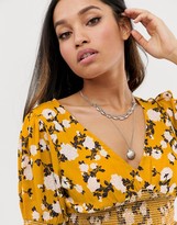Thumbnail for your product : Brave Soul Petite shirred detail top in floral print