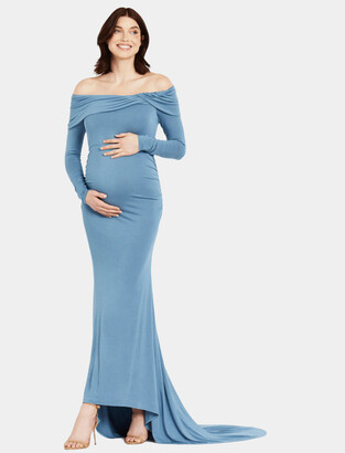 Motherhood Maternity Off-Shoulder Maternity Photoshoot Gown/Dress