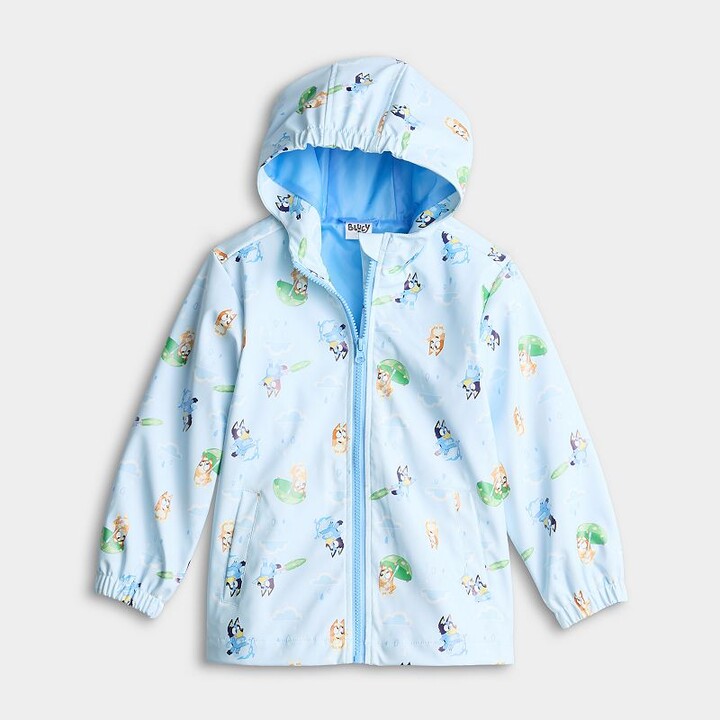 Dream Wave Toddler Girl Dreamwave Bluey Allover Print Hooded Rain Jacket